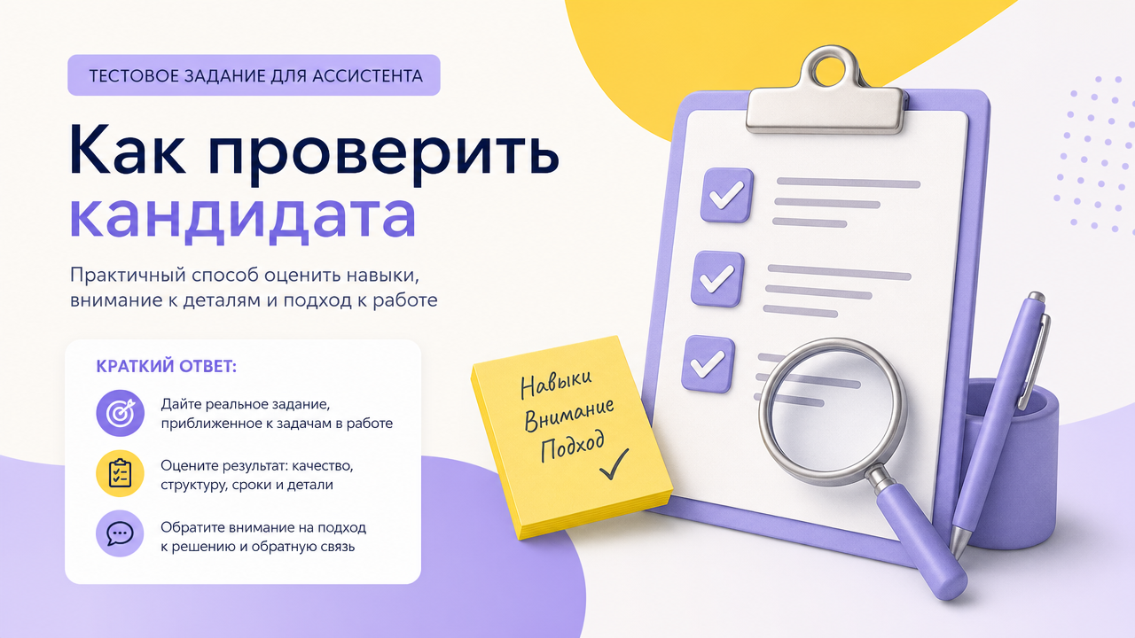 Тестовое задание для ассистента: как проверить кандидата