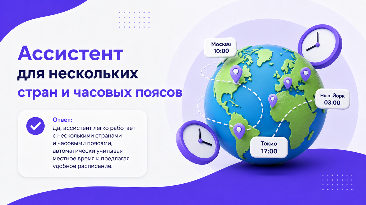 Ассистент для нескольких стран и часовых поясов